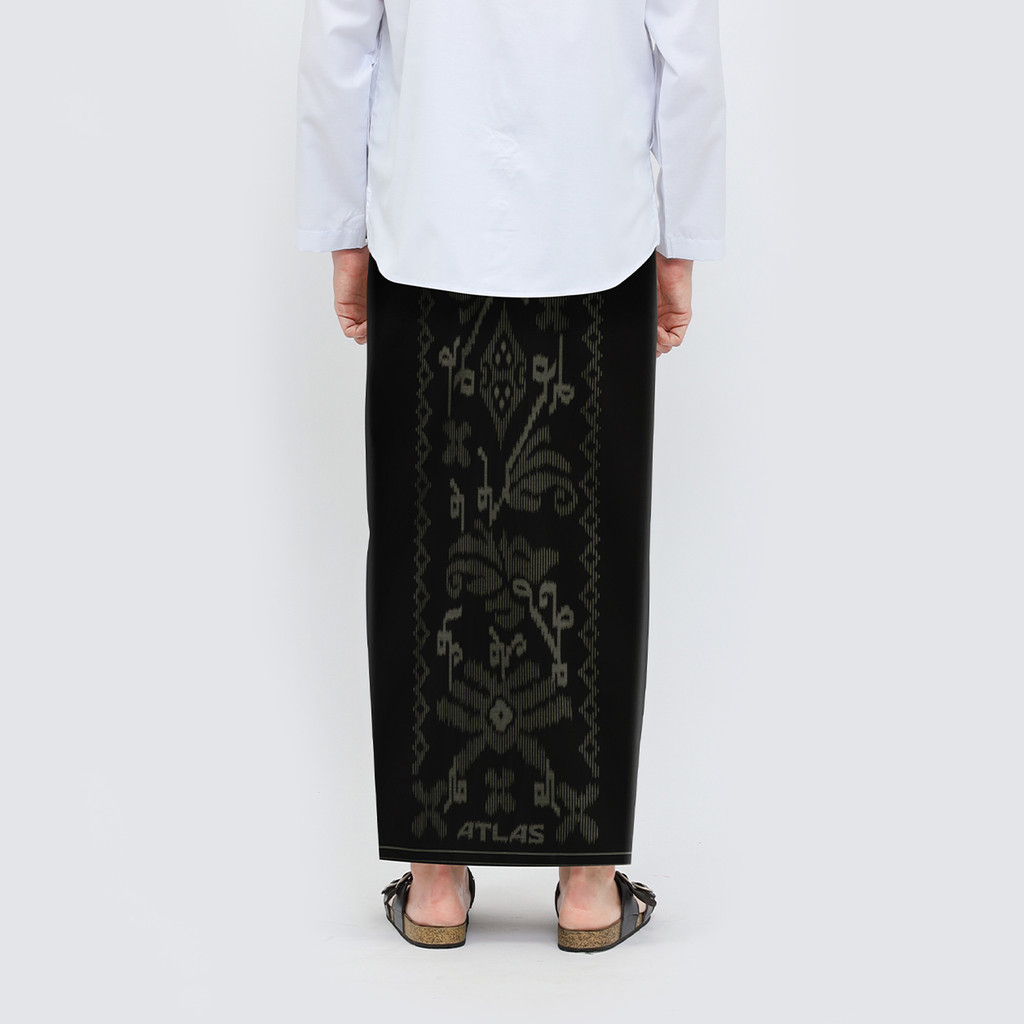 BEST SALE Sarung ATLAS Premium 725 Tumpal Kembang Polos Warna Hitam 01