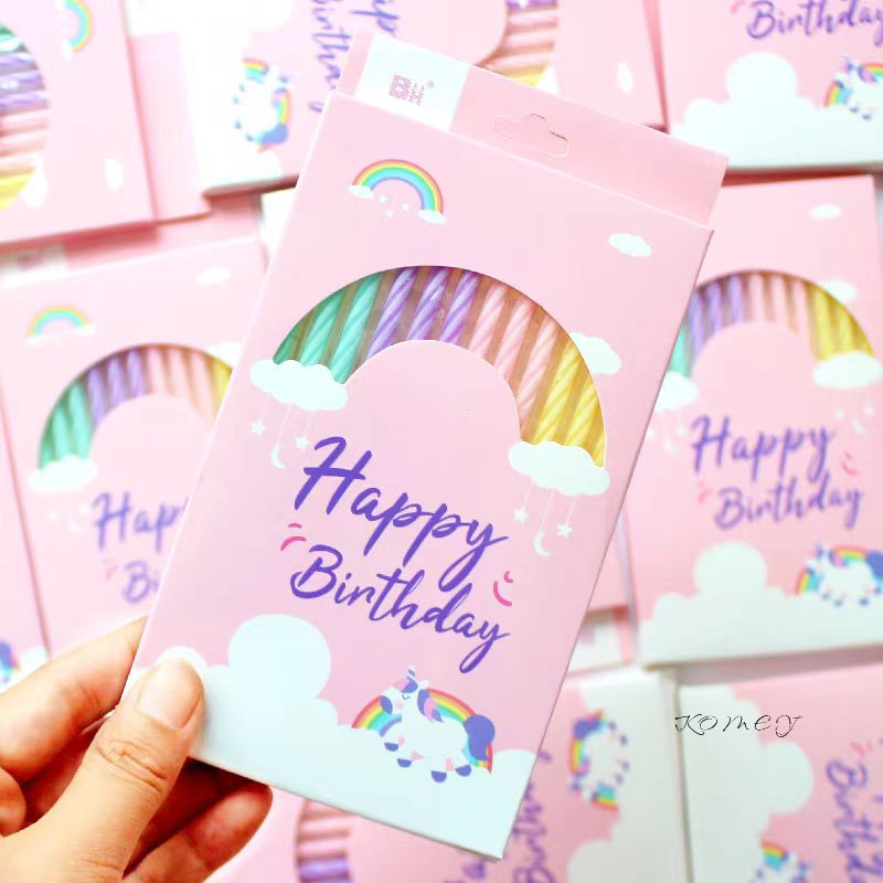 Macaron Berwarna Benang Tipis Panjang Lilin Ulang Tahun Kue Dekorasi Lilin /komey