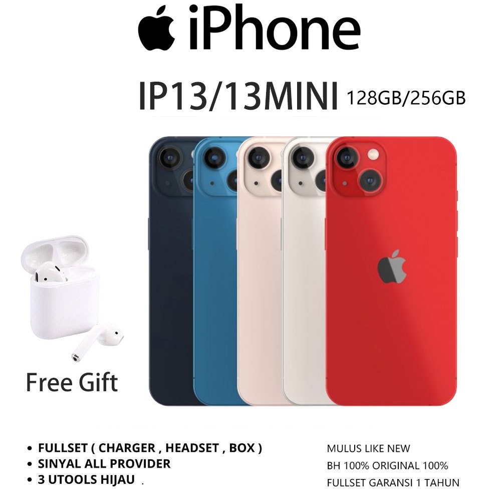APPLE IPHONE 13MINI/13 BIASA 128GB IP13 HP13MINI SECOND ORI MJLUS LIKE NEW BERGARANSI