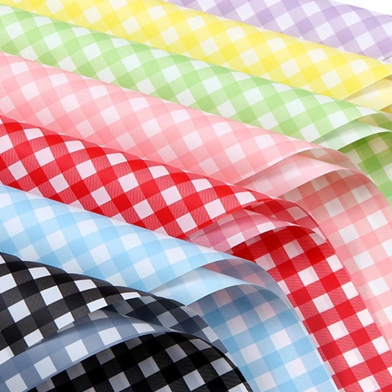 

(5 lembar) Kertas buket kotak/Plaid Cellophane flower wrapping