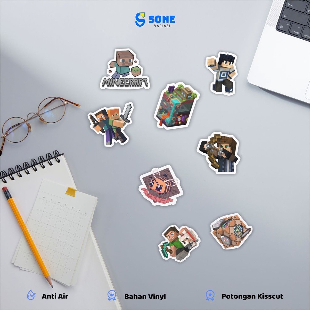 

Stiker Aesthetic MINECRAFT Bahan Vinyl Waterproof Sticker Laptop Koper Thumbler Journal Buku Notebook
