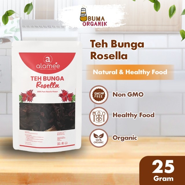 

ALAMEE Rosella Flower Tea Teh Bunga Rosela Kering Flower Merah Organik Red 25gr BUMA