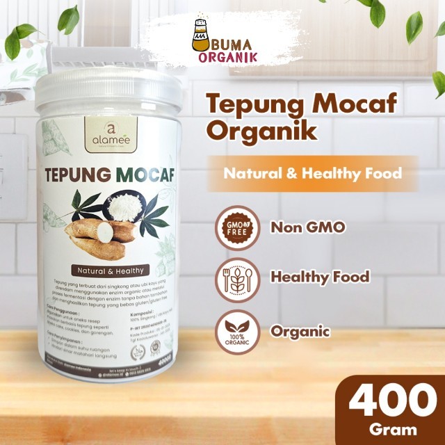 

ALAMEE Tepung Mocaf Singkong Gluten Free Powder Pengganti Terigu Organik 400gr BUMA