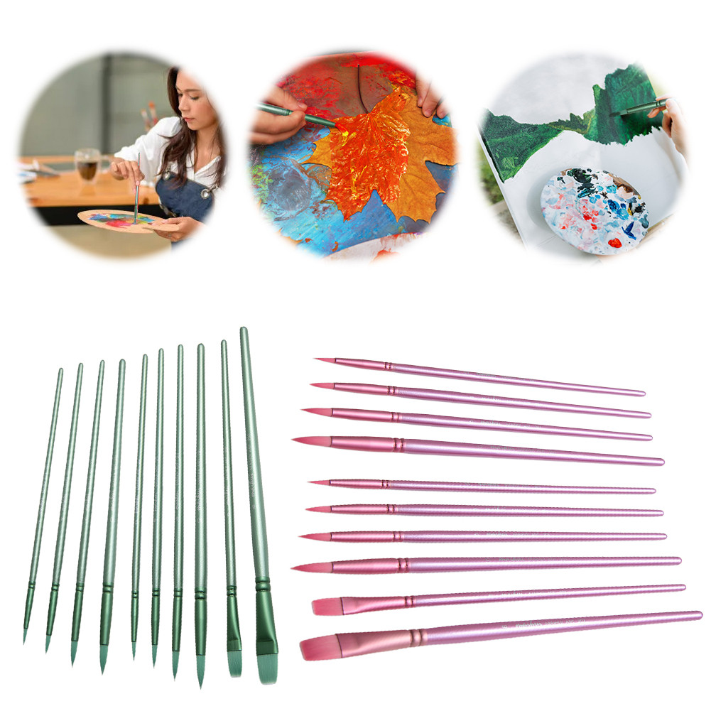 

4/6Pcs Watercolor Paint Brushes Paint Brushes Set Nylon Hair Flat Head Watercolor Brush Long Handle for Acrylic Gouache Oil