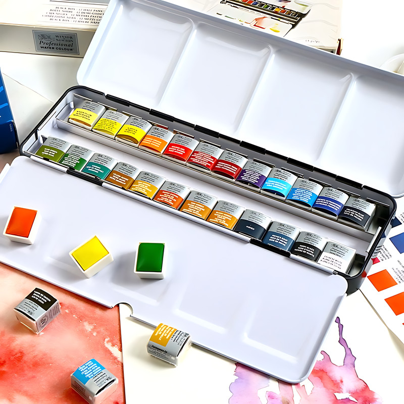 

Winsor & Newton Cotman High-Quality Watercolor Paint 24-Color Half-Pan Artist Art Student Special Sketch Paint Set