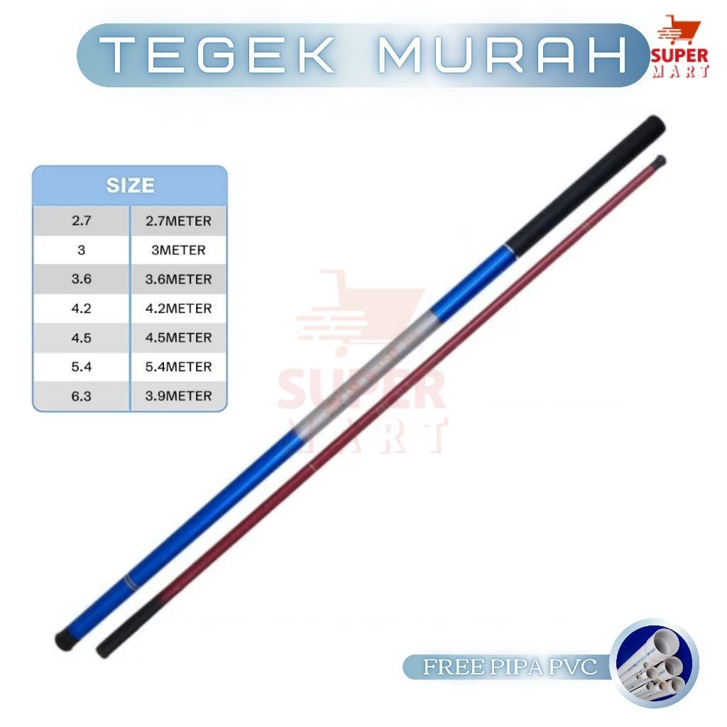 Supermart Surabaya Joran Tegek Murah Kagawa  Material Carbon Fiber Medium Hard 180 270 360 540 Free 