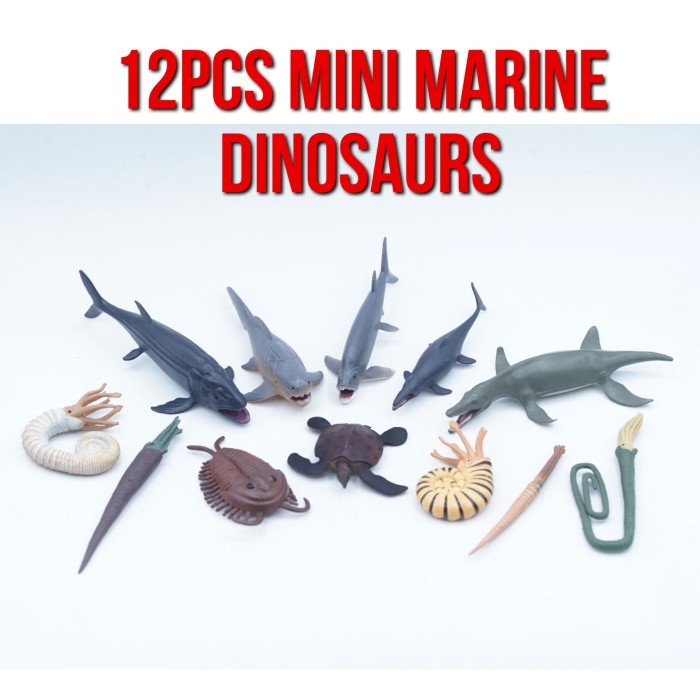 KORI 12Pcs In BOX Mini Marine Dinosaurs Dinosaur Dinosaurus Nautilus Mainan Figure Binatang Miniatur