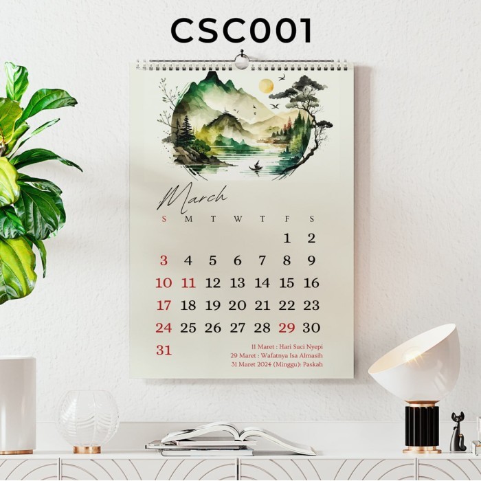 

ANDM Kalender Aesthetic 2024 Kalender Dinding Calender Spiral Chinese Style