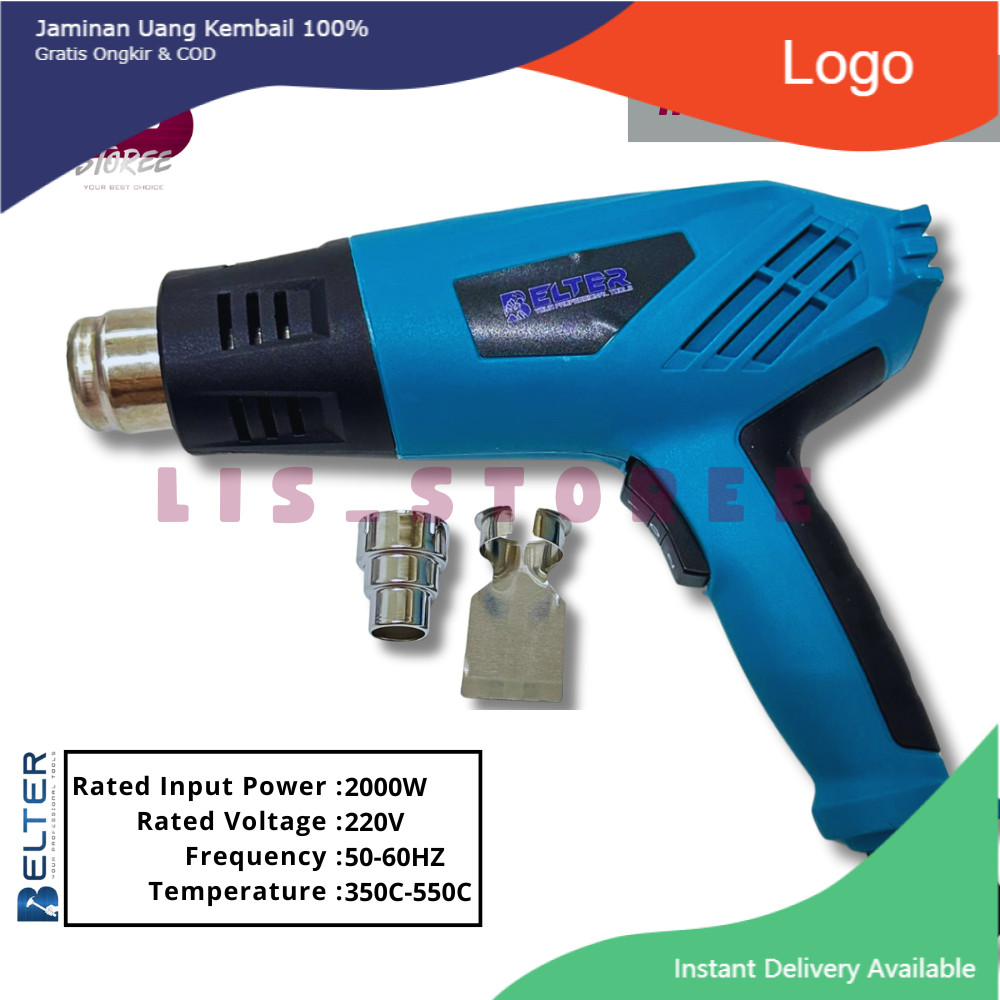 BELTER Hot Gun Air Heat Gun Hotgun 2000W 220V Mesin Pemanas Plastik Sticker