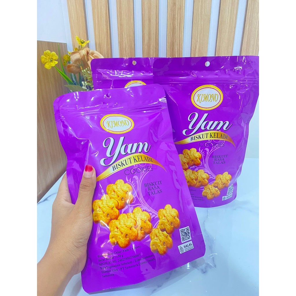 

(3 PCS)Kimono Yam Cookies Biskuit Keladi 150 gram Biscuit Talas Perbungkus-Biscuit enak
