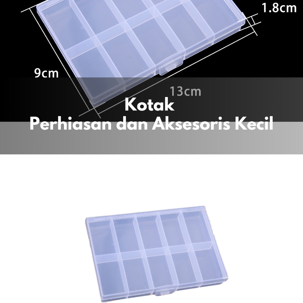 

SPCR Kotak Perhiasan Aksesoris Plastic Storage Jewelry Box 10 Grid P6J3HR