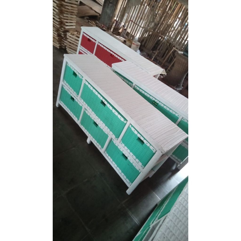 (CCK STORE) Meja laci rotan / Lemari Laci Rotan Sintetis Laci  Meja Tv Dan Rak Buku Susun / LEMARI R