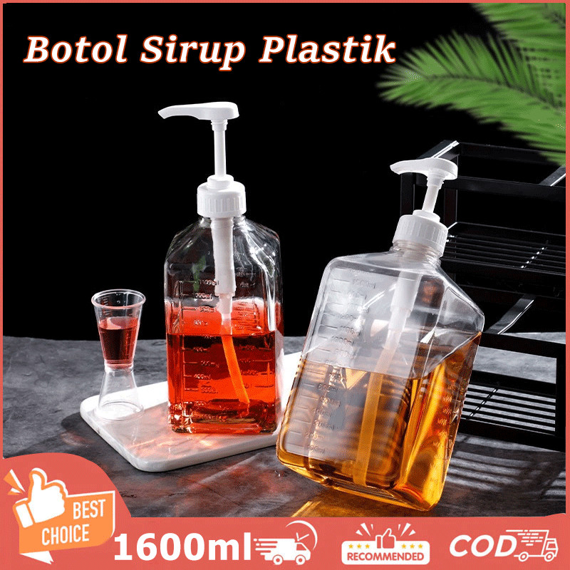 Paket Botol Sirup Plastik 1600 ML Sirup Sugar Botol Pump Botol Sauce Mayonaise Pump Botol Sauce Plas