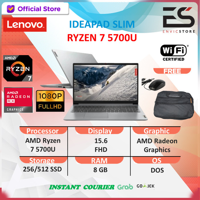 LENOVO IDEAPAD SLIM 1 15 RYZEN 7 5700 16GB 512GB 15.6" FHD IPS