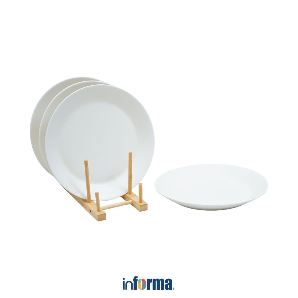 Informa Appetite Set 4 pcs Sevyn Perlengkapan Makan Dengan Rak - Putih Dinner Set Plate Aesthetic Ea