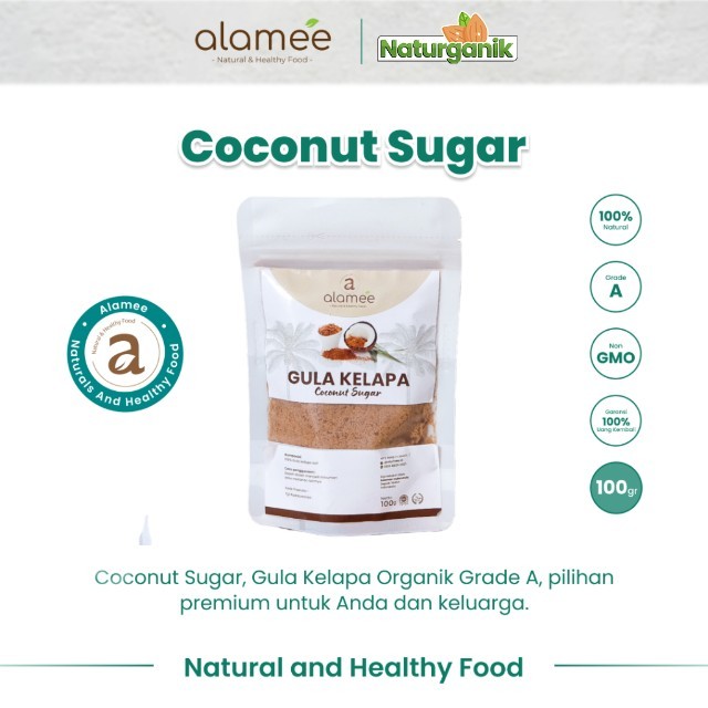 

ALAMEE Coconut Sugar Premium Gula Kelapa Asli Organik Bubuk Powder Natural Organic 100gr Naturganik