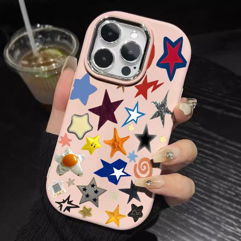 Casing Hp For Samsung A32 5G A34 M32 Oval Plating Lens Simple Pentagram Silicone Case