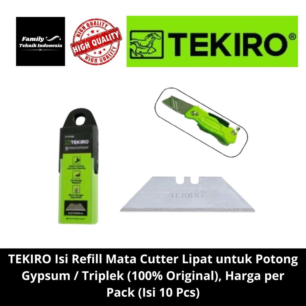 

TEKIRO Isi Refill Mata Cutter Lipat untuk Potong Gypsum / Triplek (100% Original), Harga per Pack (Isi 10 Pcs)