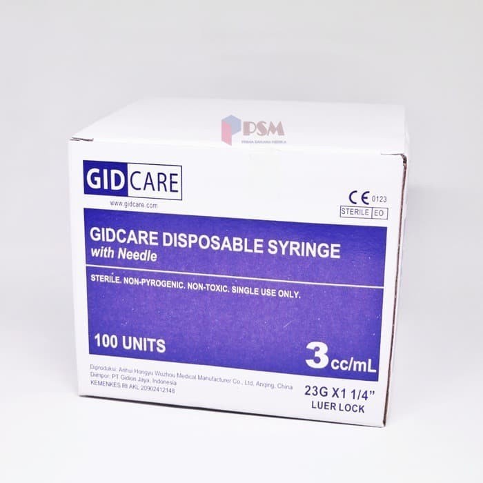 Disposable Syringe 3cc With Needle Gidcare Spuit Spet Gidcare 3mL BOX OneMed