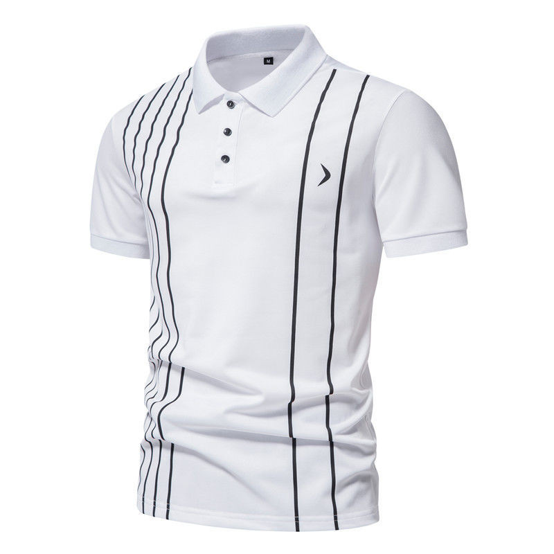 Kaos Polos Pria Garis Vertikal Polo Putih