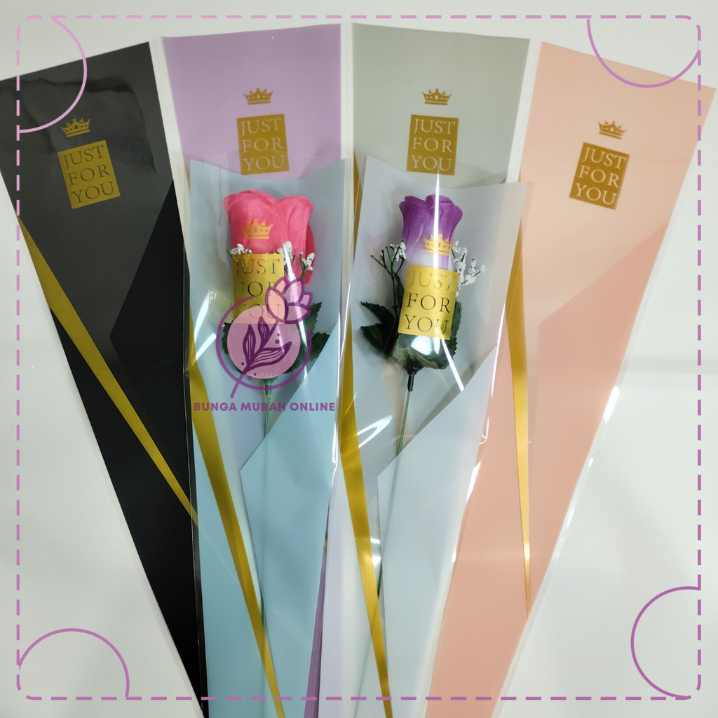 

(50 LEMBAR) Plastik Single Flower JUST FOR U / Single Rose / Wrapping Rose