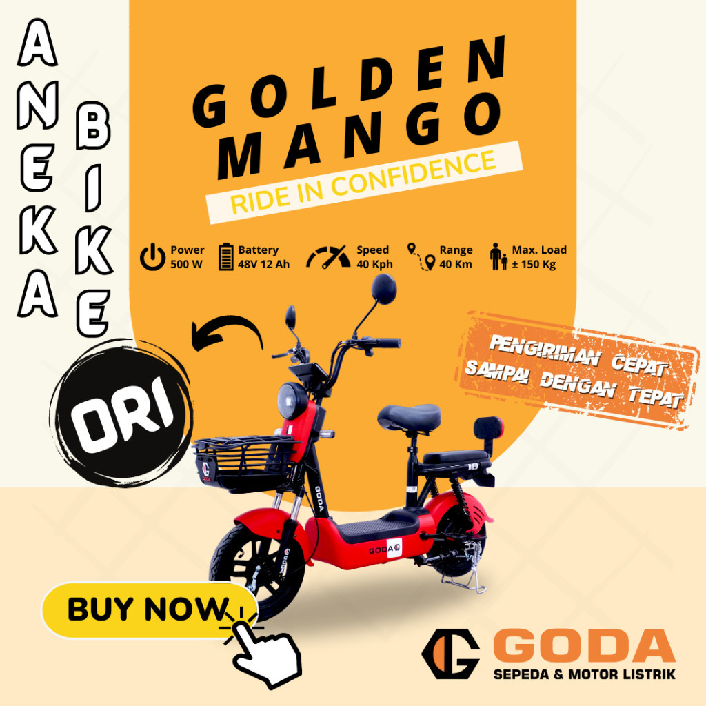 Sepeda Listrik GODA GD125 Garansi Resmi - GD 125 Golden Mango - ANEKA BIKE GODA OFFICIAL ( Sepeda Listrik Dewasa - Promo Sepeda Listrik Dewasa - Sepeda Listrik Murah - Promo Sepeda Listrik Murah )
