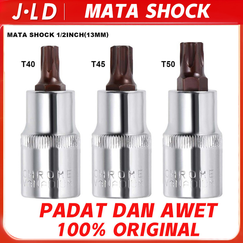 JLD Mata Kunci  Mata hexagonal 1/2inch Shock Bintang T25-T55  Hex Bit Socket Mata sok Impact Shock