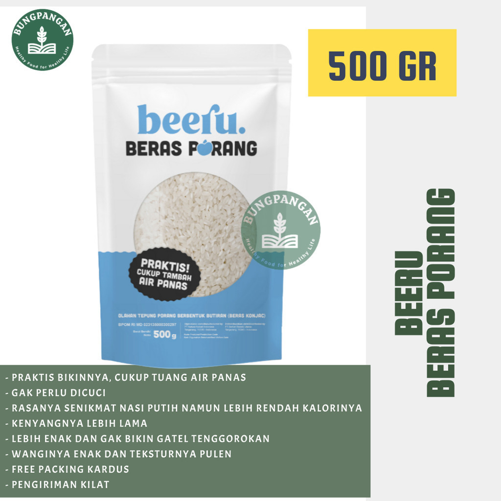 

Beeru Beras Porang Pouch 500 gram - Shirataki Konjac Rice