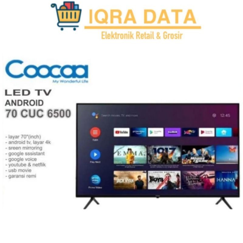 promo spesial Coocaa LED TV 70 Inch 70CUC6500 Smart Android 10.0 UHD 4K Garansi Resmi