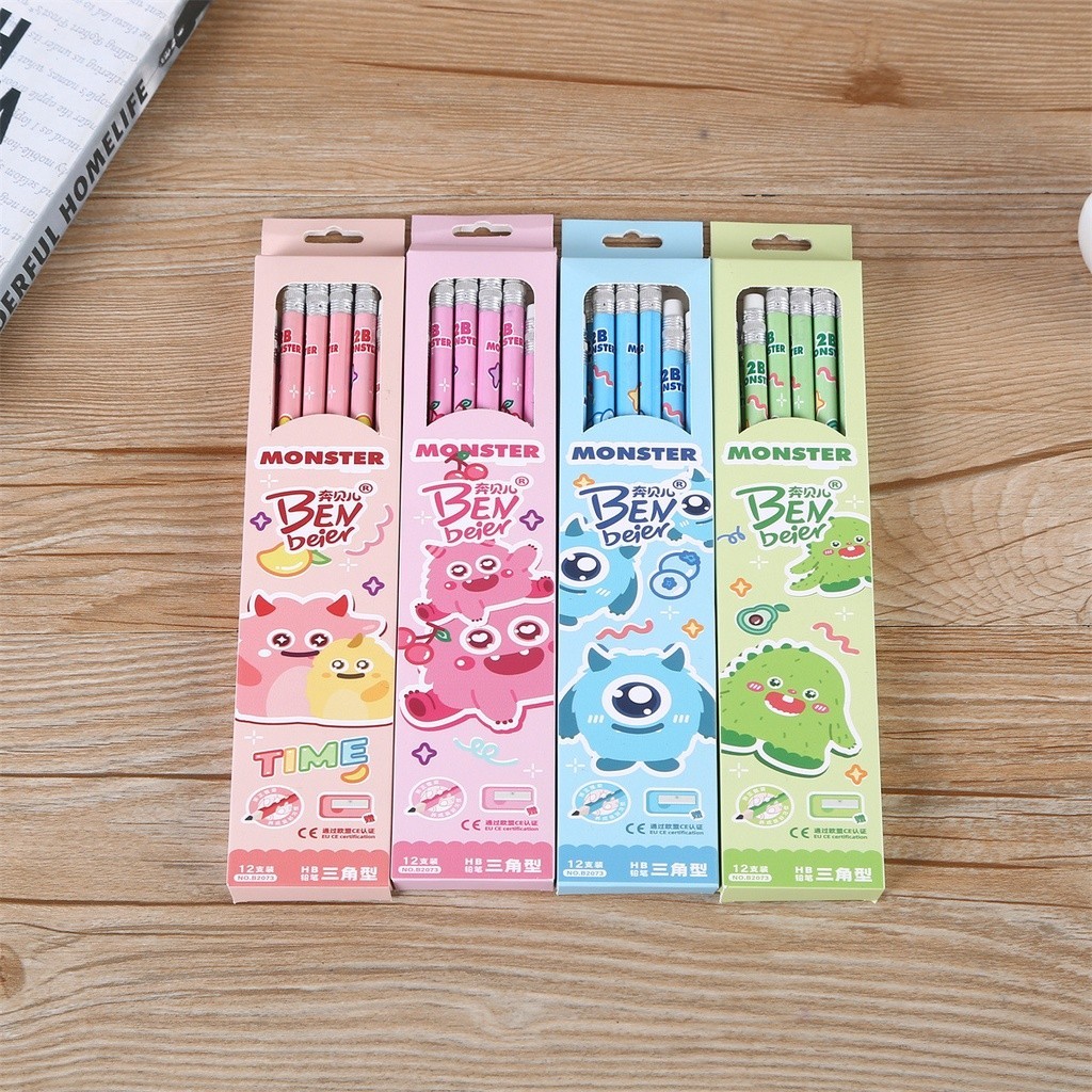 

✨AWC✨ 1 LUSIN ( 12PCS ) PENSIL 2B MOTIF + PENGHAPUS / PENCIL CUTE CARTOON MURAH MERIAH
