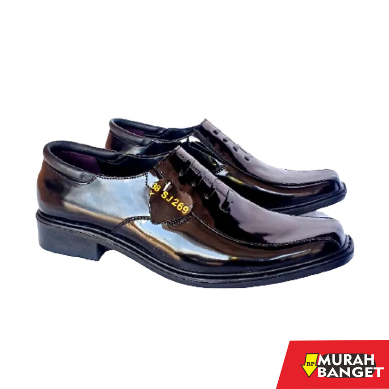 Sepatu pdh- MANDIENS PDH SJ269-Lux Sepatu Kulit Sapi Kilap  PDH TNI POLRI Original MEDALI Export Qua