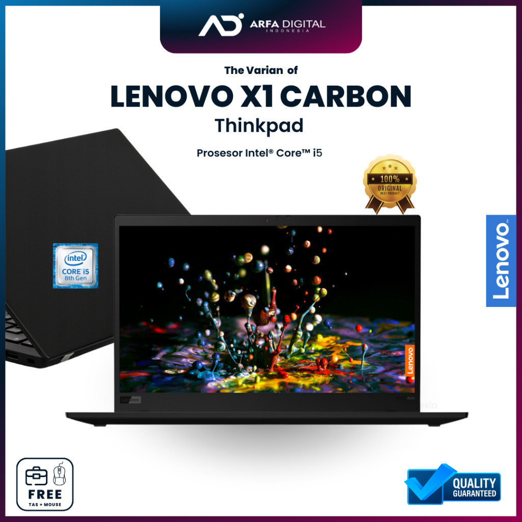 Laptop Lenovo Thinkpad X1 Carbon Core i5 Gen 6/7/8 RAM 16GB SSD 256GB Layar Full HD Original Siap Pakai Bergaransi