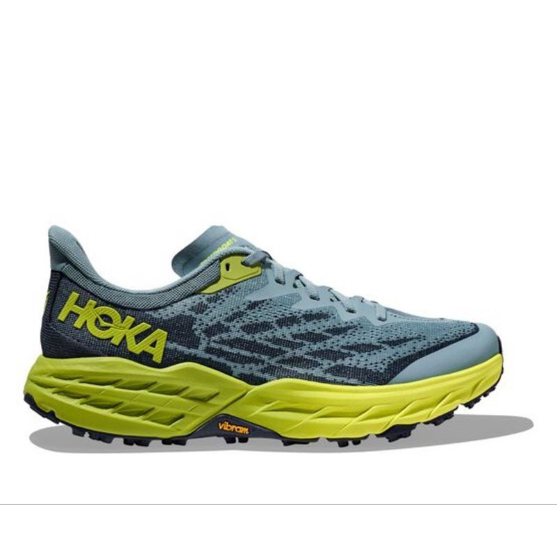 Hoka Speedgoat 5 Men's Trail Running Shoes - Stone Blue / Dark Citron