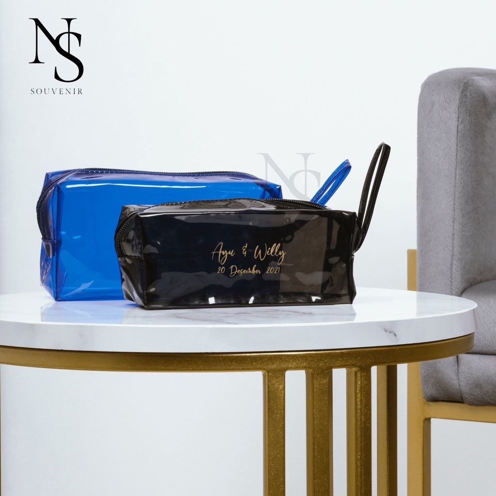 Souvenir pernikahan pouch kubus jelly kecil 16x7x6 souvenir sablon dompet pouch kosmetik skincare tr
