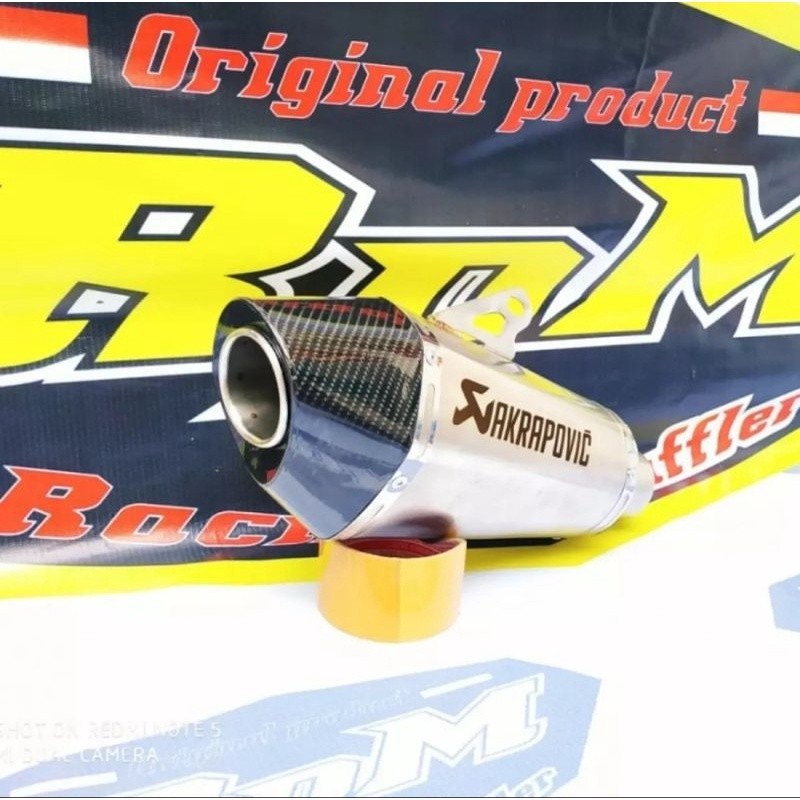 Knalpot Racing Akrapovic Inlet 38mm 50mm Type Short Knalpot Motor Racing Akrapovic Pendek Type Pende