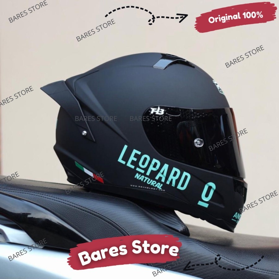 Helm Rsv Ff500 Black Doff Paket visor dark sticker leopard tosca