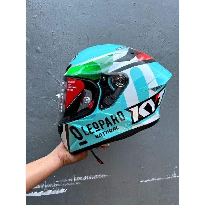 KYT TT CORSE Motif Leopard Helm Full Face Paket Ganteng