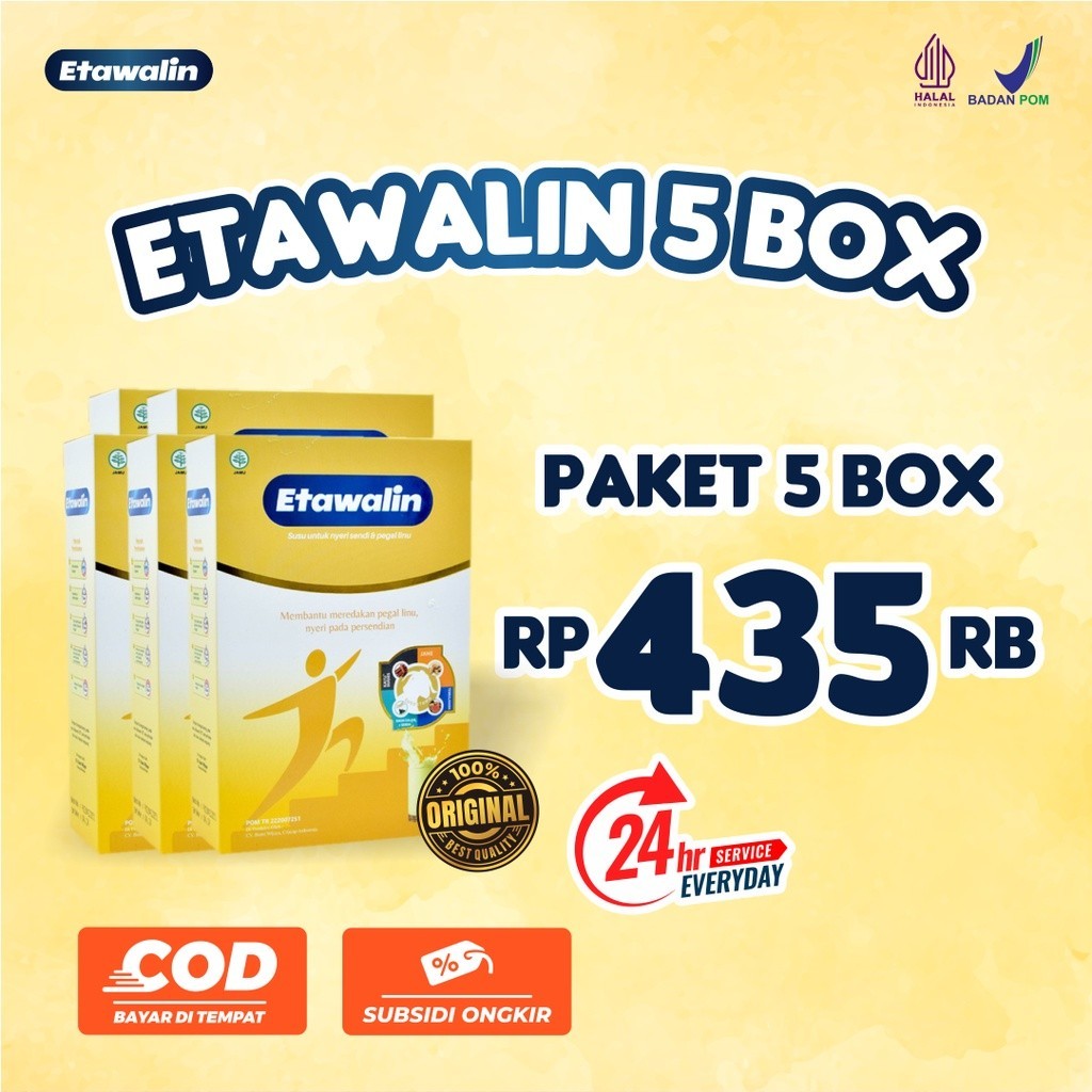 

ETAWALIN 5 BOX - Susu Kambing Etawa Susu Terapi Nyeri Sendi Terbaik Atasi Masalah Asam Urat Rematik Jaga Kepadatan dan Kesehatan Tulang Tulang