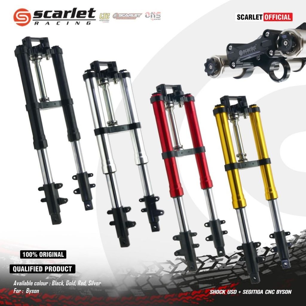 SHOCK USD UPSIDE DOWN / SHOCK DEPAN + SEGITIGA BYSON SCARLET RACING