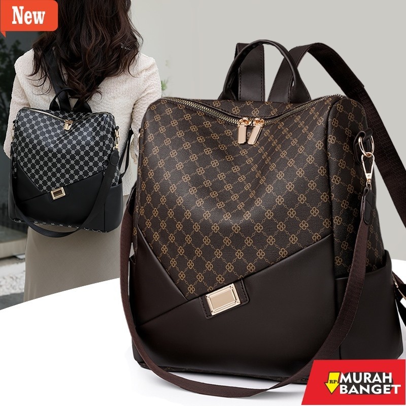Tas laptop wanita terviral- Besar tas Ransel Wanita bisa muat laptop  kulit buatan tahan air  Multif