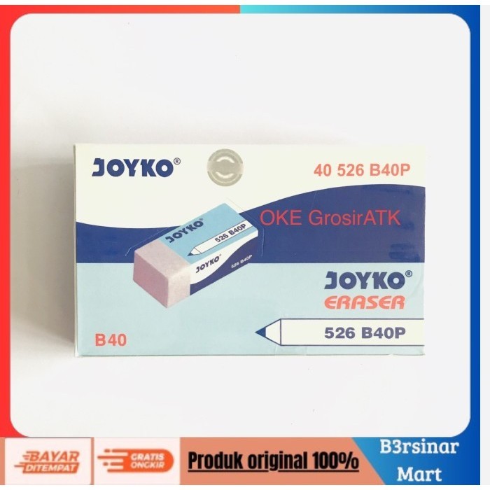 

[[KUALITAS TERBAIK]] Penghapus Pensil Joyko B40P (PUTIH) [Pak=40pcs] COD