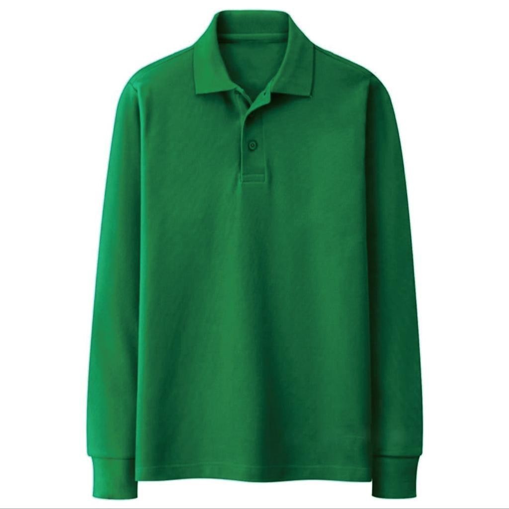 KAOS POLO SHIRT LENGAN PANJANG KERAH POLOS BAJU PRIA WANITA WANGKY UNISEX UKURAN WARNA HITAM PUTIH C