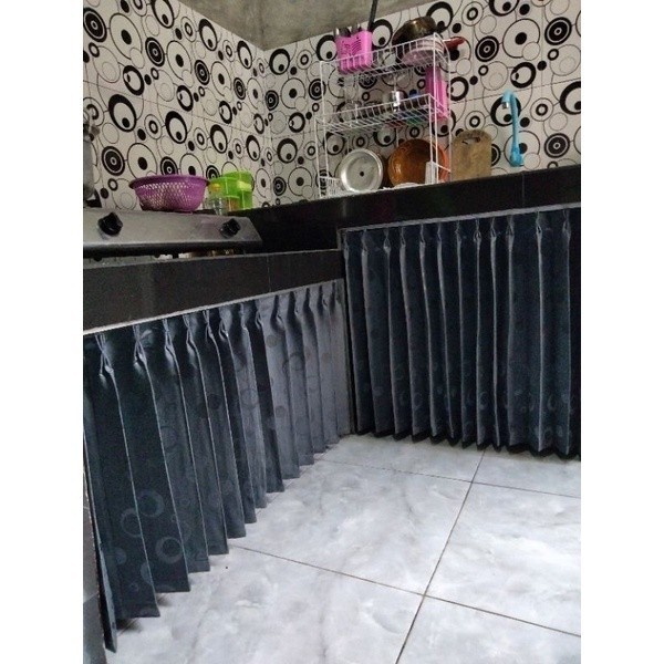 GORDEN,HORDENG,TIRAI MEJA KOMPOR/GORDEN KOLONG DAPUR MOTIF PULKADOT
