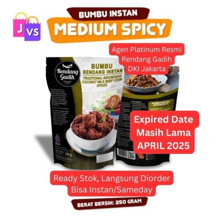 

Bumbu Rendang Instan - Rendang Gadih - Medium Spicy - Pedas