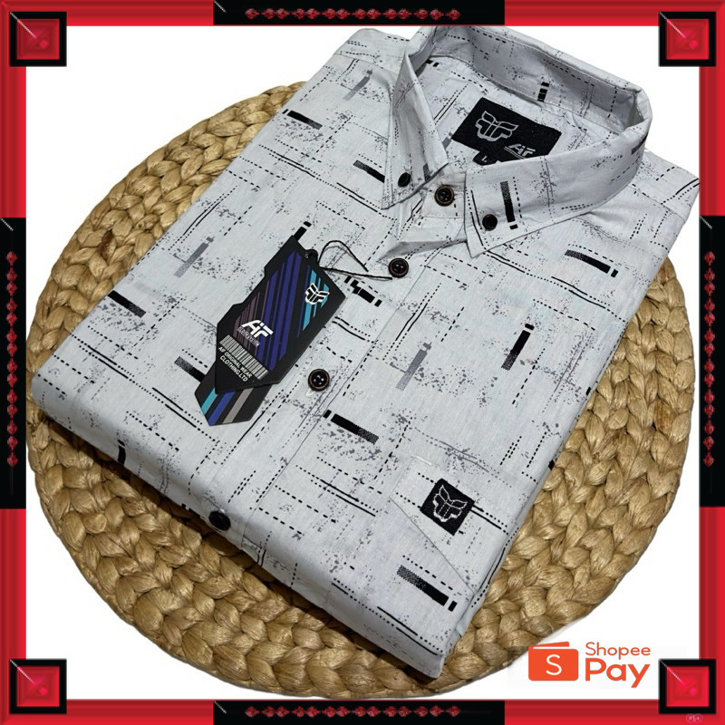KAIN ADEM LEMBUT HALUS TEBAL / kemeja printing lengan pendek pria / kemeja lengan pendek pria full p