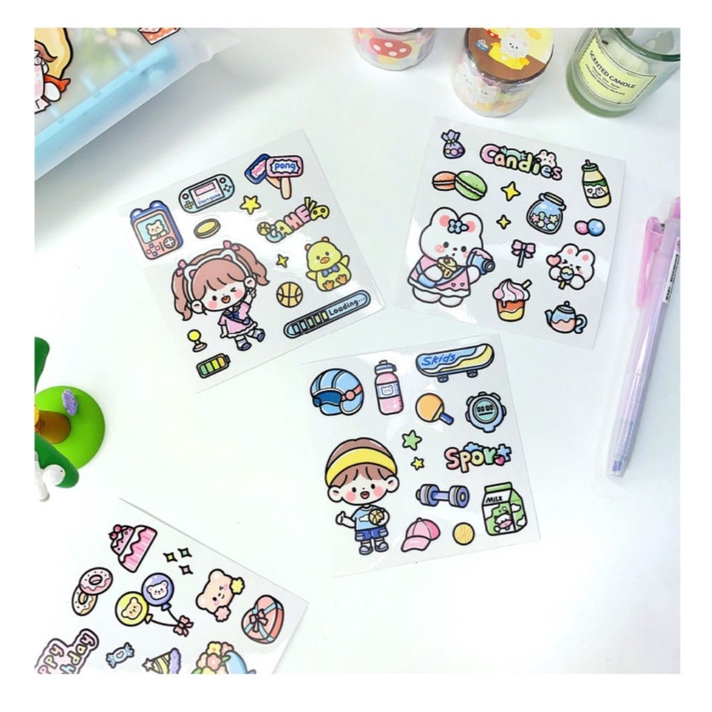 

CUTE Things For Book Diary Stickers SET 1 sheet /sticker PVC