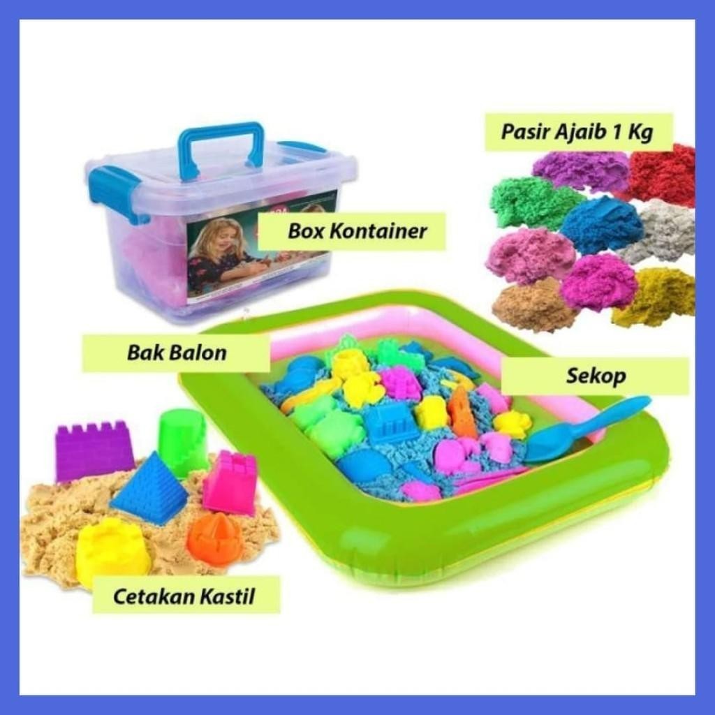 pasir mainan anak 1 kg reffil satu set + pasir ajaib