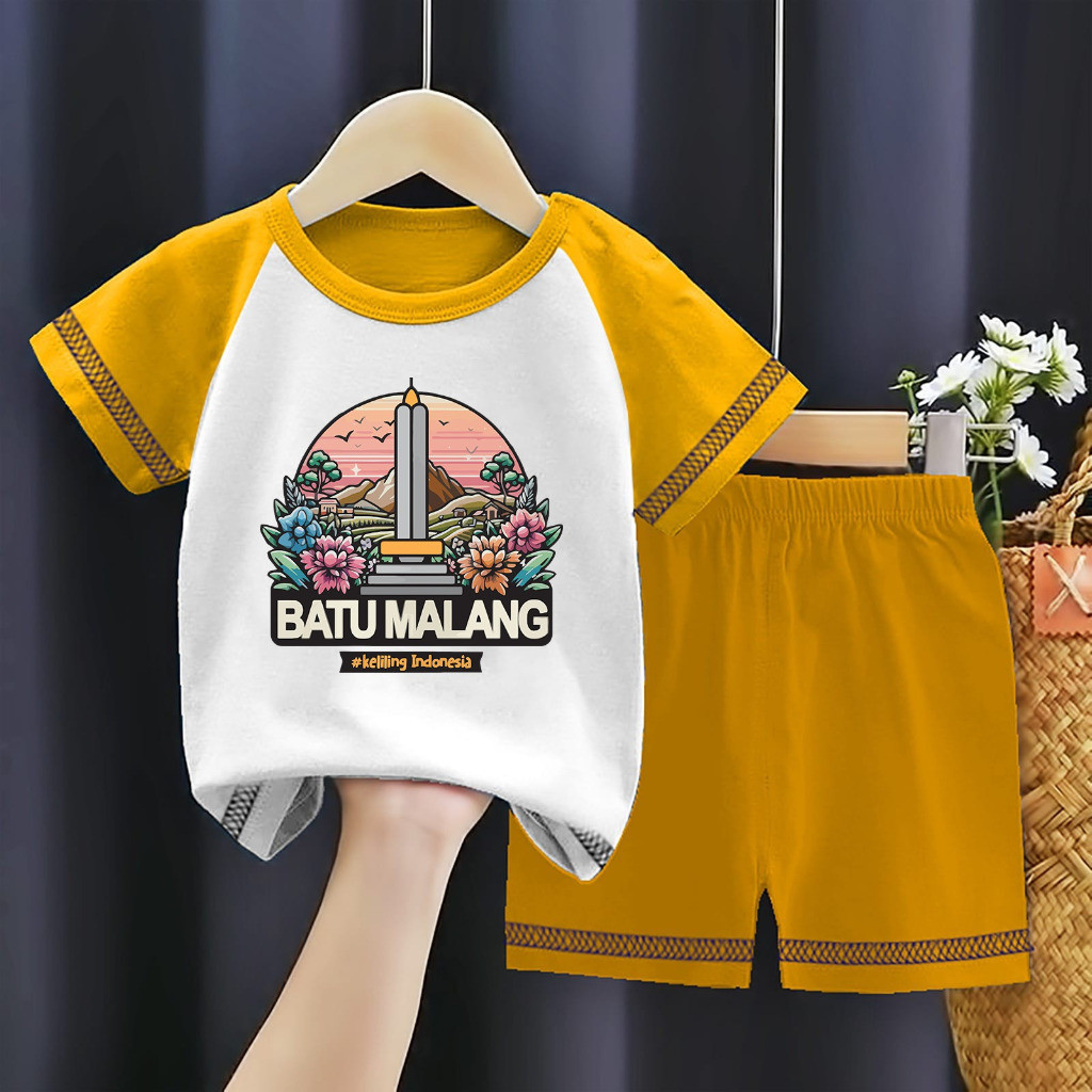 EdmundShop - Kaos Stelan Anak Laki Laki Perempuan Baju Kombinasi Anak Untuk Anak 1-10 Tahun Cowok Ce