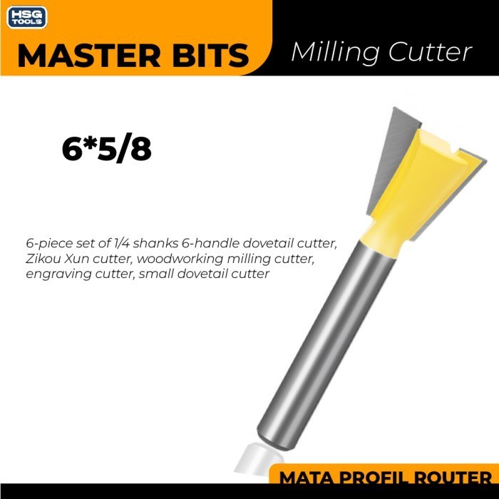 MASTER BIT MATA PROFIL ROUTER DOVETAIL JOINT CUT 6MMX5/8"