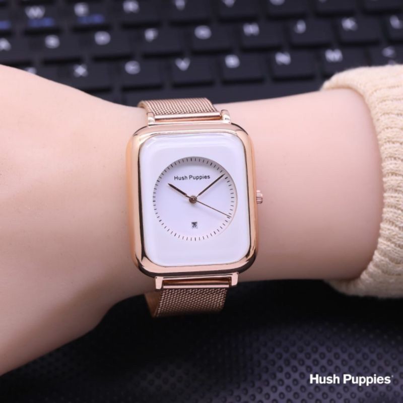 Jam Tangan Wanita Hush Puppies 2348H Tanggal Aktif Free Box & Baterai Cadangan